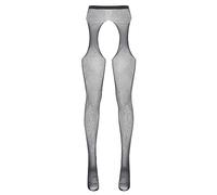 Mufeng Bas Porte Jarretelle Collants Legging Collant Femme Résille Jarretelle Factice Jarretelle Fantaisie Ouvert Entrejambe Noir Taille Unique