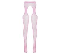 Mufeng Bas Porte Jarretelle Collants Legging Collant Femme Résille Jarretelle Factice Jarretelle Fantaisie Ouvert Entrejambe Rose Taille Unique