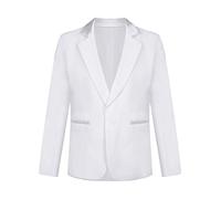 Mufeng Costumes Mariage Soirée Enfant Garcon Vestons Blazer Baptême Cérémonie Costume Smoking d'honneur Gala Noel Tuxedo Jacquard Blazer 3-14 Ans Blanc 7-8 Ans