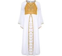 Mufeng Déguisement Ange Enfant Fille Robe de Cérémonie Angélique Princesse Robe à Paillettes Manches Évasées Fête Anniversaire Blanc 13-14 ans
