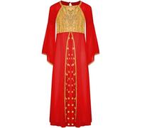 Mufeng Déguisement Ange Enfant Fille Robe de Cérémonie Angélique Princesse Robe à Paillettes Manches Évasées Fête Anniversaire Rouge 11-12 ans