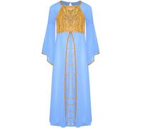Mufeng Déguisement Ange Enfant Fille Robe de Cérémonie Angélique Princesse Robe à Paillettes Manches Évasées Fête Anniversaire Bleu 13-14 ans