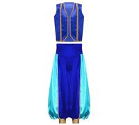 Mufeng Deguisement Arabe Prince Enfant Garçon Costume Prince Gilet avec Pantalon Arabie Costume Carnaval Halloween Bleu ciel 5-6 ans