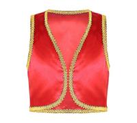 Mufeng Déguisement Garçon Prince Arabe Gilet Arabie Déguisement Prince Oriental Prince Roi Costume De Carnaval 3-16 Ans Rouge 9-10 ans