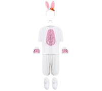Mufeng Déguisement Lapin Carnaval Fille Tenue Danse Lapin Top Strass et Short avec Accessoires pour Spectacle Halloween Rose B 3-4 ans