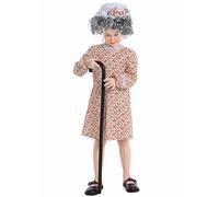Mufeng Déguisement Loup-grand-mère Fille Imprimé Fleuri Robe de Scène Manches Longues pour Halloween Carnaval Fête Rose 8-9 ans