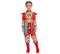 Mufeng Déguisement Opéra de Pékin Fille Costumes Danse Folklorique Chinoise avec Accessoires pour Carnaval Fête Thème Rouge 5-6 ans