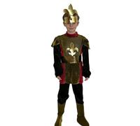 Mufeng Déguisement Prince Guerrier Enfant Garçon Costume Prince Warrior Haut Pantalon Accessoires pour Cosplay Carnaval Or noir 4-6 ans