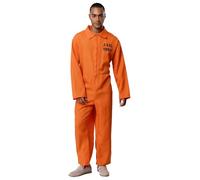 Mufeng Deguisement Prisonnier Orange Homme Halloween Combinaison Prison Orange Manches Longues Cosplay Carnaval Orange A L