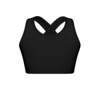 Mufeng Enfant Fille Soutien-Gorge de Sport - Brassieres sans Armatures Coton - Fille Débardeur Gilet de Gymnastique Danse Fitness Sportswear 3-16 Ans Noir 9-10 Ans
