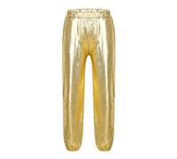 Mufeng Enfant Filles Pantalon Métallique Collants Couleur uni Legging Danse Hip Hop Disco Pantalon Confortable Mode 5-16 Ans Or 8-10 Ans