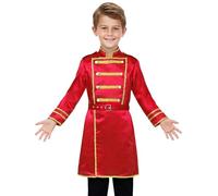 Mufeng Enfant Garçon Déguisement Prince Veste Garde Royal Uniforme Garde d'Honneur Manteau Parade Soirée Carnaval Halloween Rouge 13-14 ans