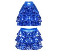Mufeng Ensemble Danse Latine Fille Enfant Robe Danse Moderne Jazz Hip hop Robe Classique Tutu Ballet Brillant Dancewear 3-16 Ans Bleu Royal 5-6 Ans
