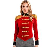 Mufeng Femme Déguisement De Dompteuse Cirque Clown Directeur Costume Carnaval Ringmaster Bodysuit Combinaison Soirée Noël Rouge XL