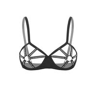 Mufeng Femme Redresse Sein Nu Sexy Bra Ouvert Brassière O-Ring Creux Tasses Bra Coquine Lingerie Nuisette Soutien-Gorge Noir M