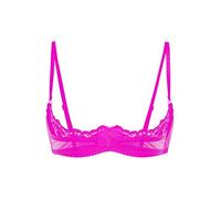 Mufeng Femme Soutien-Gorge Bra Ouvert Redresse-Seins Sexy Brassière Dentelle Push Up Lingerie Bralette Floral Transparent Haut de Nuisette Clubwear S-5XL Rose Rouge L