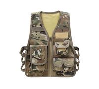 Mufeng Gilet de Pêche Enfant Garçon Fille Gilet Photographe Multipoches Camouflage Veste sans Manches Manteau Réglable Jeux Extérieurs de Chasse de Combat Camping Camouflage Under The Age of 7
