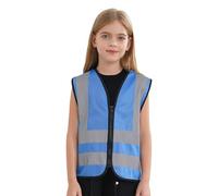Mufeng Gilet de Sécurité pour Enfant Gilets Réfléchissants Haute Visibilité Gilet de l'École Confortable Léger Universel Un Bleu 3-4 Ans