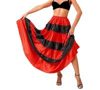 Mufeng Jupe Longue Danse Flamenco Femme Jupe Danse du Ventre Espagnol Costume Latine Tango Performance Scène A 360 degrés Taille Unique