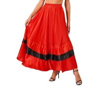 Mufeng Jupe Longue Danse Flamenco Femme Jupe Danse du Ventre Espagnol Costume Latine Tango Performance Scène C 360 degrés Taille Unique