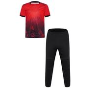 Mufeng Maillot de Foot Enfant Garçon 2 Pièces Ensemble Sport Jogging T-Shirt avec Pantalon d'entraînement de Football Survetement Eté Rouge 7-8 ans