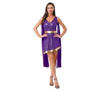 Mufeng Robe Glorieuse Déesse Grecque Femmes Sans Manches V Col Robe de Déesse Romaine Déguisement Grecque Fête Halloween Violet L