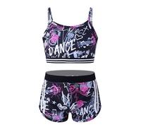 Mufeng Tankini Enfants Filles Maillots de Bain 2 Pièces Floral Bikini Halter Débardeur Haut de Bain Shorty Short de Bain Ensemble Plage Vêtements Sport D'été 4-16 Ans V Camo Noir Rose 11-12 Ans