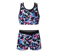 Mufeng Tankini Enfants Filles Maillots de Bain 2 Pièces Floral Bikini Halter Débardeur Haut de Bain Shorty Short de Bain Ensemble Plage Vêtements Sport D'été 4-16 Ans T Coloré 10 Ans