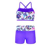 Mufeng Tankini Maillot de Bain Fille 2 Pièces Bikini Dos Nu Débardeur de Bain à Paillettes Brillant Maillot Short de Bain Eté Fille 4-14 Ans Violet 8 Ans