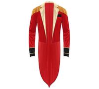 Mufeng Veste Cirque Hoome Déguisement Dompteuse Manche Longue Manteau Monsieur Loyal Costume Smoking Halloween Blazer Noël Rouge S