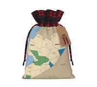 Muflvdx Sacs cadeaux de Noël avec carte de localisation du Soudan du Sud, sacs de vacances réutilisables pour cadeaux, pour Noël, anniversaires, fêtes