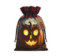Muflvdx Sacs cadeaux de Noël avec imprimé chouette et citrouille Happy Halloween, sacs de vacances réutilisables pour cadeaux, pour Noël, anniversaires, fêtes