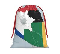 MUFLVDX Sacs cadeaux de Noël avec motif carte du Soudan du Sud, multi-usages, avec cordon de serrage, pour Noël, mariages, fêtes, cadeaux, bonbons
