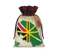 Muflvdx Sacs cadeaux de Noël réutilisables avec drapeau du Commonwealth de la Dominique, pour Noël, anniversaires, fêtes