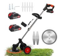 mufojyez 3 po de Tondeuse à pelouse électrique sans Fil, Wacker Batterie 12V, 34,6 Pouces mangeurs Mauvaises Herbes réglables avec 2 Roues, Outil la pelouse, Yards, Noir