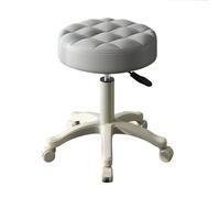 mufsceku Petite Chaise Tabouret Roulant Rond avec roulettes, tabourets de Salon Spa Travail Dessin pivotant réglable en Hauteur pour la Maison, Bureau à Coussin Doux Gris