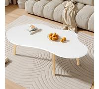 mufsceku Petite table basse pour salon, table moderne en bois en forme de nuage, table basse moderne du milieu du siècle, table de cocktail minimaliste pour la maison et le bureau, blanc