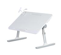 mufsceku Table de lit pour ordinateur portable avec ventilateur de refroidissement et rangement - Angle réglable en hauteur - Plateau de lit portable pliable - Rehausseur d'ordinateur léger et pliable