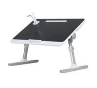 mufsceku Table de lit pour ordinateur portable avec ventilateur de refroidissement et rangement - Angle réglable en hauteur - Plateau de lit portable pliable - Rehausseur d'ordinateur léger et pliable