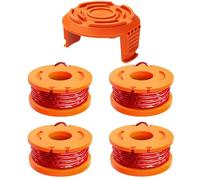 MUFUSHAN 4 Pack Bobine de Fil WA0004.1 Compatible avec Débroussailleuses et Coupe-Bordures Worx 20V WG157E.9 / WG163E / WG163E .9 / WG173E.9 Φ1,65 mm/3 m (4 Fil Coupe Bordure,1 Couvercle)