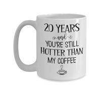 Mug 20 Years and Youre Still Hotter Than My Coffee 20th Anniversary Twenty Years Together Wedding Wife Husband Couples Parents 11 ou 445,2 g Blanc Ceram
