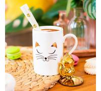 Pylones Mug Schluck Chat Blanc en porcelaine 30 cl