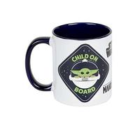 Mug 300ml en Céramique avec Illustration Grogu The Mandalorian en Coffret Cadeau Blanc / Bleu