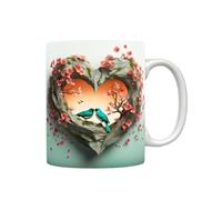Mug 3D Love - Tasse en porcelaine pour la Saint-Valentin, café, thé, latte, cacao chaud, 400 ml, design esthétique et romantique avec support lisse émaillé facile