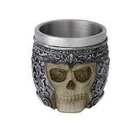 Mug 3D Originale Crâne Tête de Mort Tasse en acier inoxydable 400ml Anti-frottement Tasse Bière Café Boisson Humour Chope Cadeau Amusant Idéal pour Halloween Pub Bar Fête Anniversaire Noël (H)