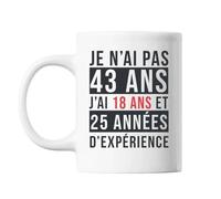 Mug 43 Ans Expérience Blanc Tasse Cadeau Personnalisé