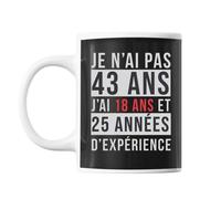 Mug 43 Ans Expérience Noir Tasse Cadeau Personnalisé