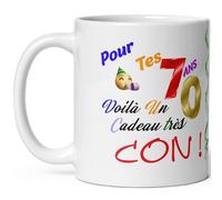 Mug 70 ans joyeux anniversaire humour soixante dix ans cadeau drole et con idée tasse céramique haute qualité rigolo soixantaine fete Noel homme femme ami collegue copain pote famille 325ml