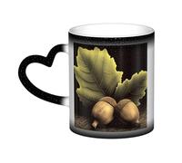 Mug à café avec anse « Deux glands », 35 cl, mug thermosensible à couleur changeante « Dans le ciel », tasse à thé en céramique, mugs artistiques amusants et magiques, tasse en porcelaine, cadeau d'an