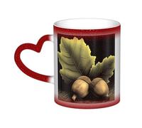 Mug à café avec anse « Deux glands », 35 cl, mug thermosensible à couleur changeante « Dans le ciel », tasse à thé en céramique, mugs artistiques amusants et magiques, tasse en porcelaine, cadeau d'an